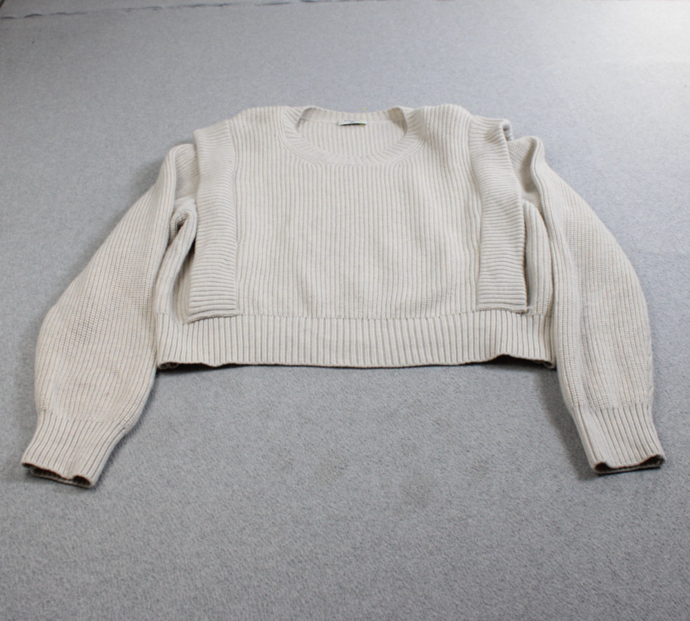Aritzia Babaton Sweater Women 2XL Beige 100% Merino Wool Heritage Academia Ribbe